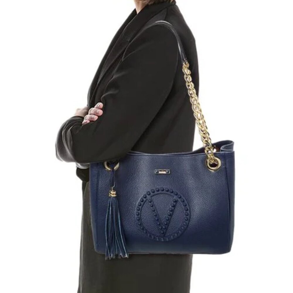 NWT ☑️Valentino LUISA ROCK Leather Chain Quilted NAVY BLUE💙 NWT, DUST BAG & COA - Picture 6 of 17